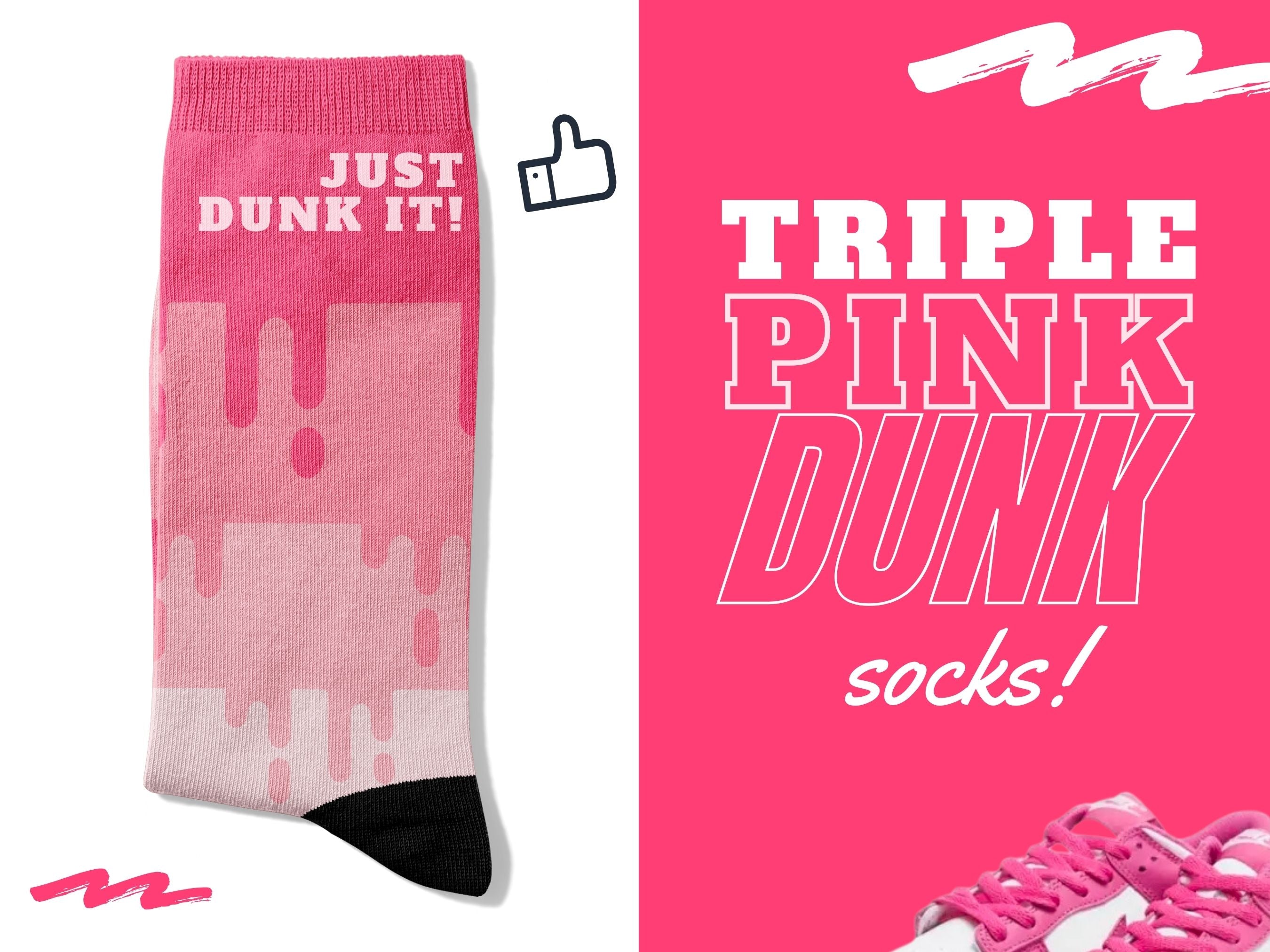 Colorful Socks with Triple Pink Melting Design - Pink Nike Dunks Inspired –  Styling Socks