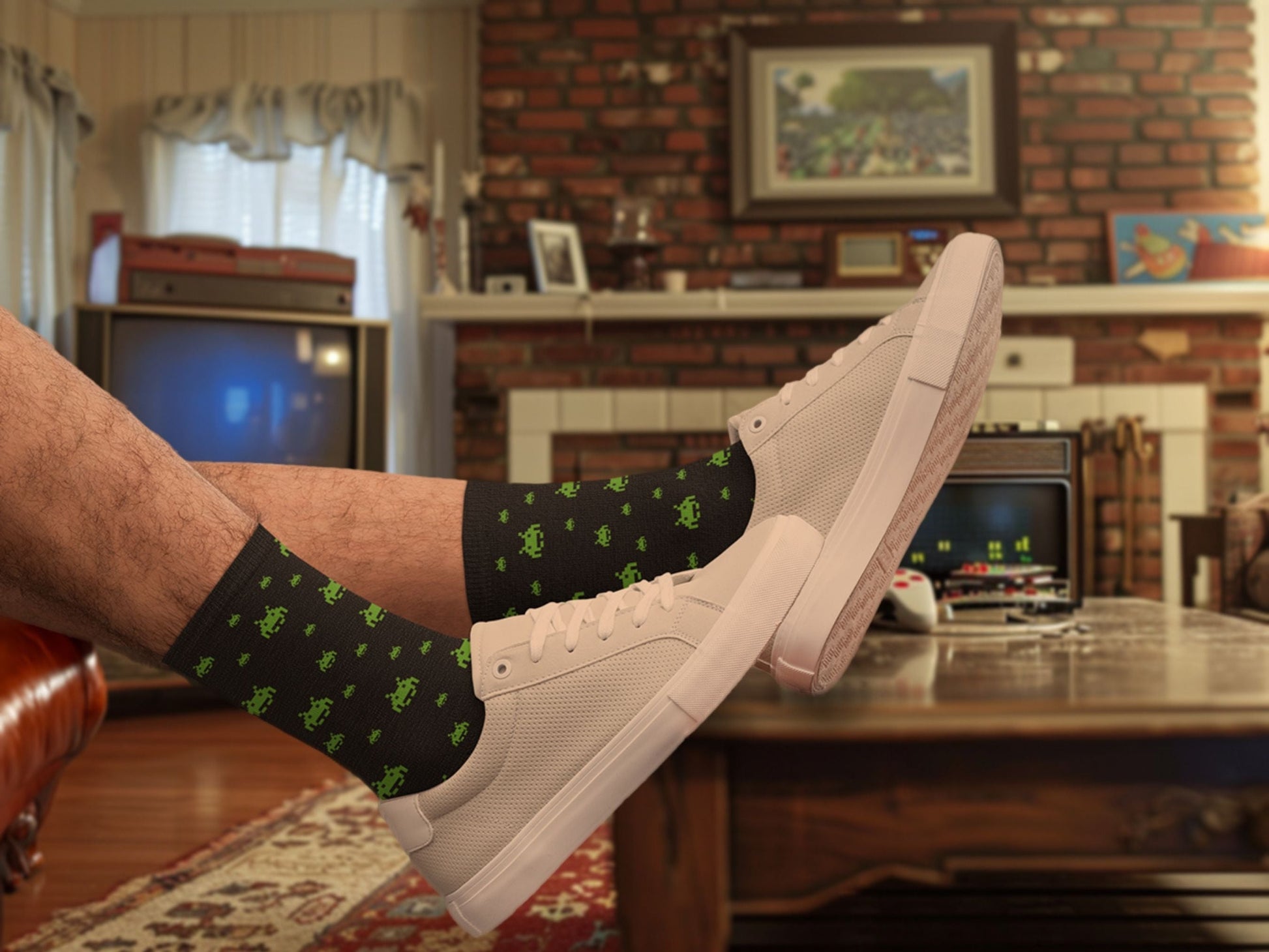 80s Gamer Socks - Alien Retro Gaming Socks - lifestyle