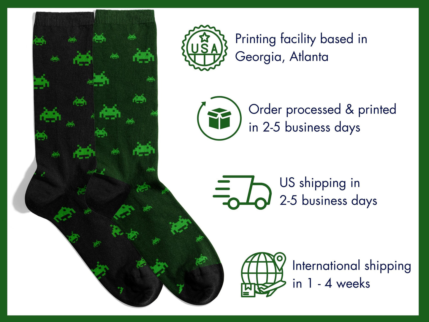 80s Gamer Socks - Alien Retro Gaming Socks - shipping-info