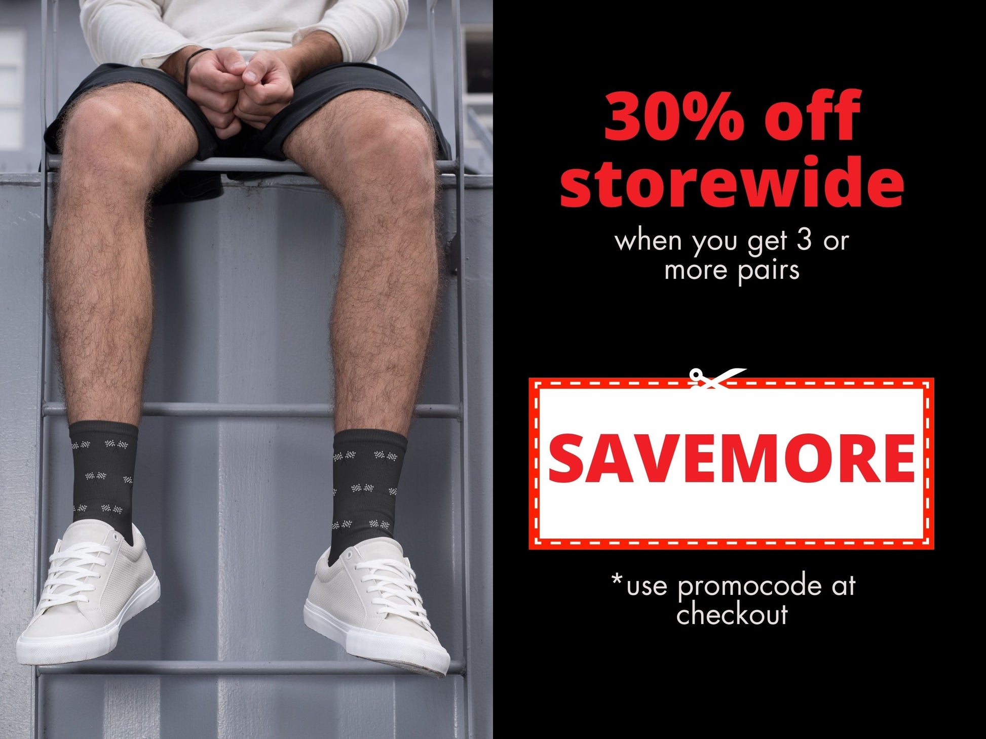 Black Checkered Flag Racing Socks – Men’s Novelty Crew promo code offer with socks as background