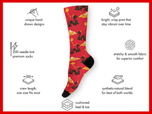 Dragon Zodiac Socks - Lunar New Year Gift - Astrology Inspired Socks - mockup