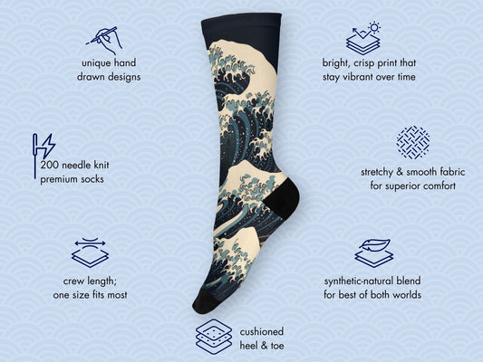 Great Wave Socks - Hokusai Japanese Art Socks - mockup