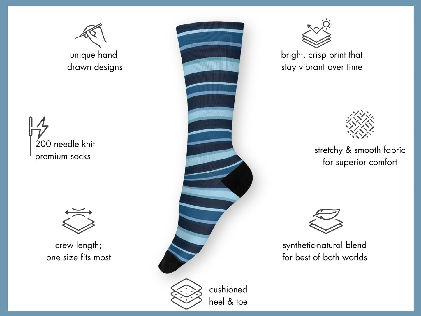 Luxury Striped Dress Socks – Navy with Color Pop