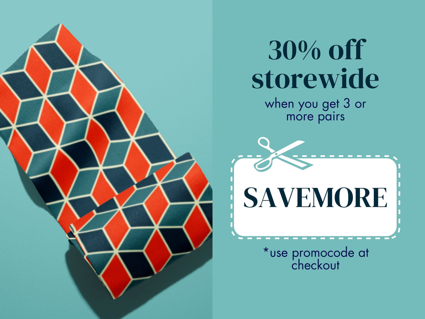 Nautical Geometric Socks promo code offer with socks as background