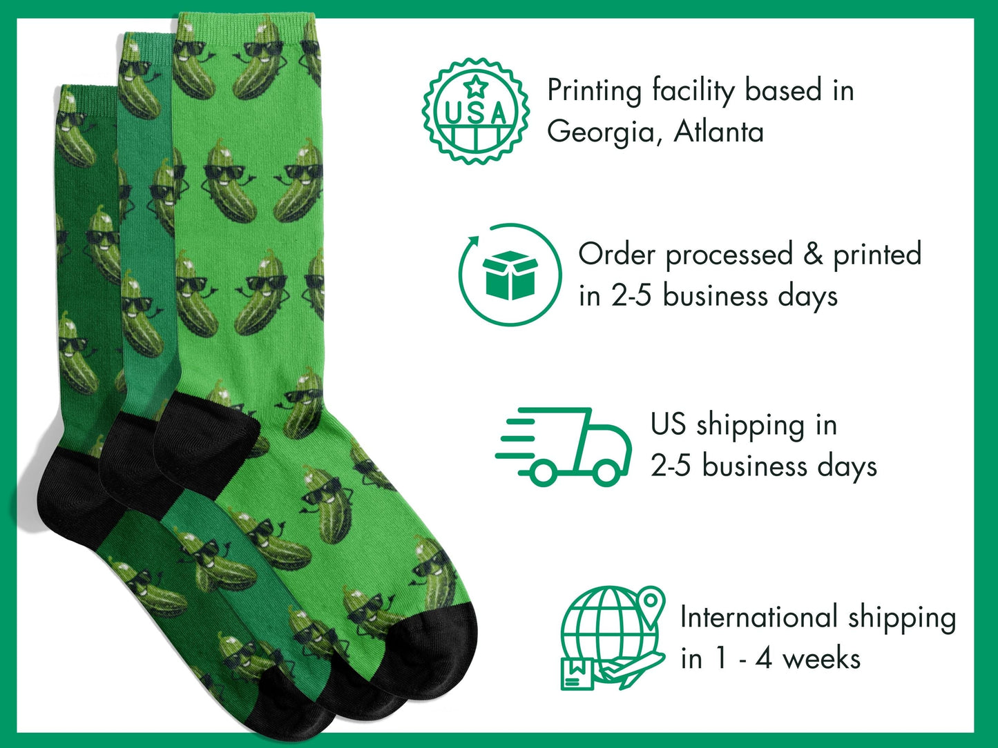 Pickle Socks - Funny Novelty Food Socks for Pickle Lovers - shipping-info