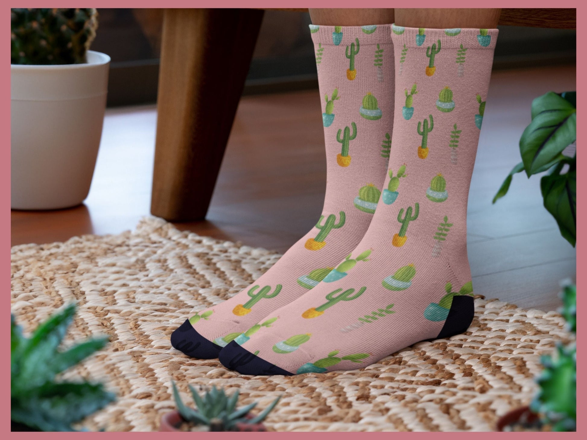 Cute Pink Cactus Socks — Plant Mom Socks — lifestyle