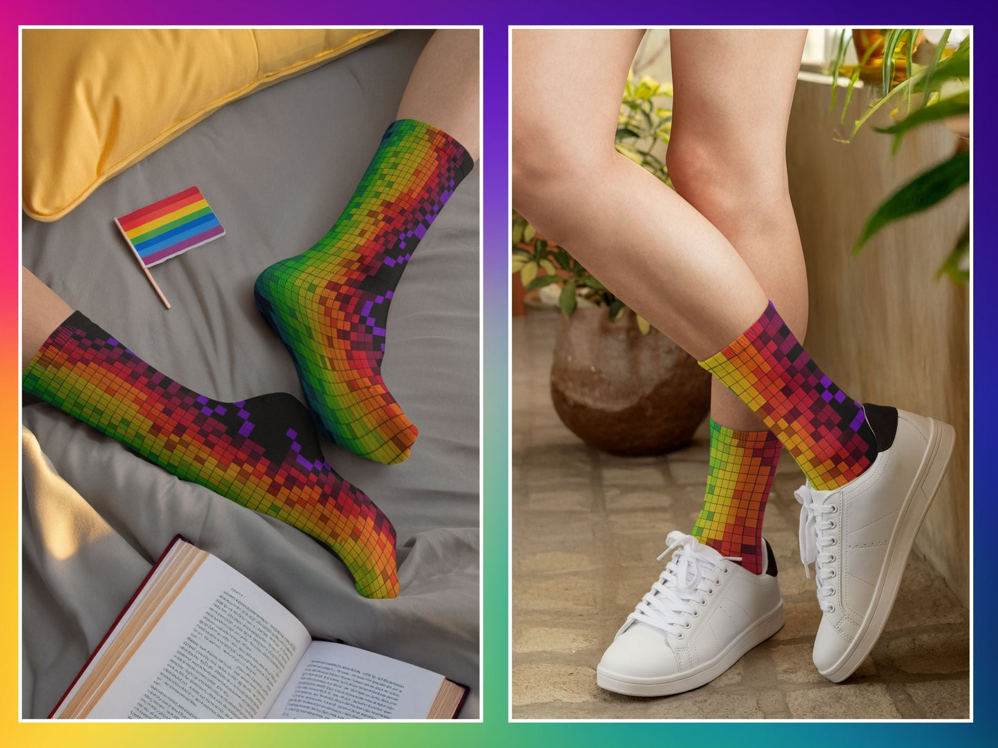 8-Bit Pixel Pride Socks — Bisexual Colours — lifestyle