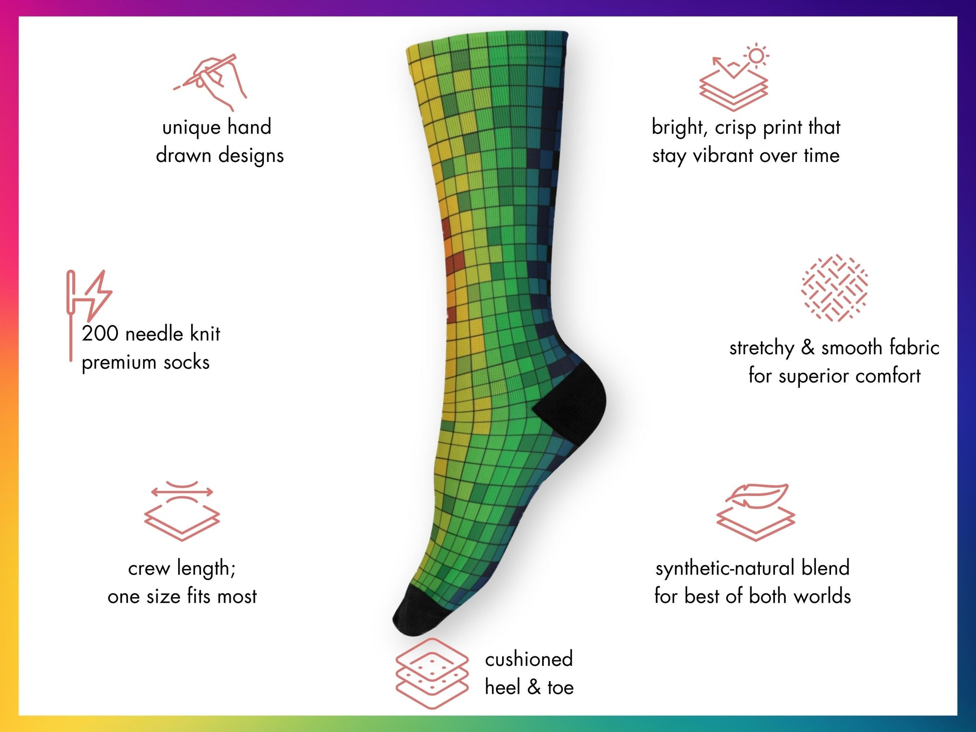 8-Bit Pixel Pride Socks — Bisexual Colours — mockup