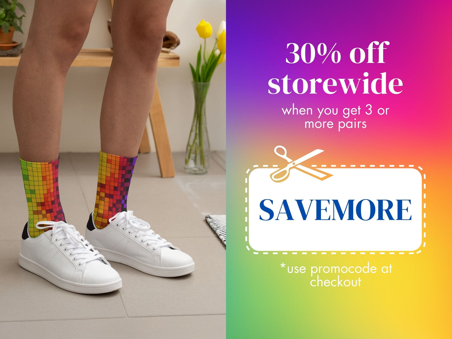 8-Bit Pixel Pride Socks — Bisexual Colours — promo-offer