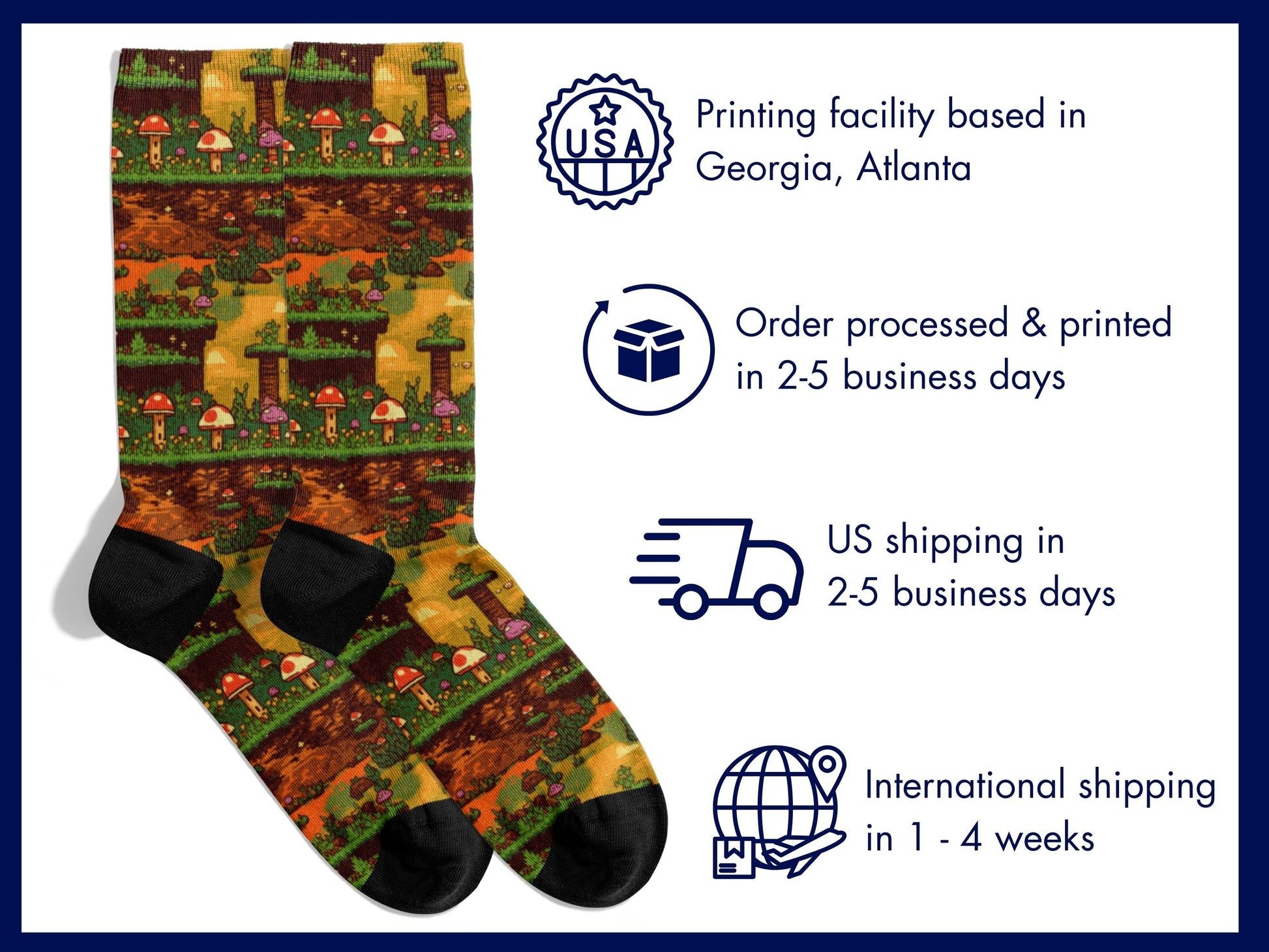 Super Mario 8-Bit Socks — Retro Gaming Socks — shipping-info
