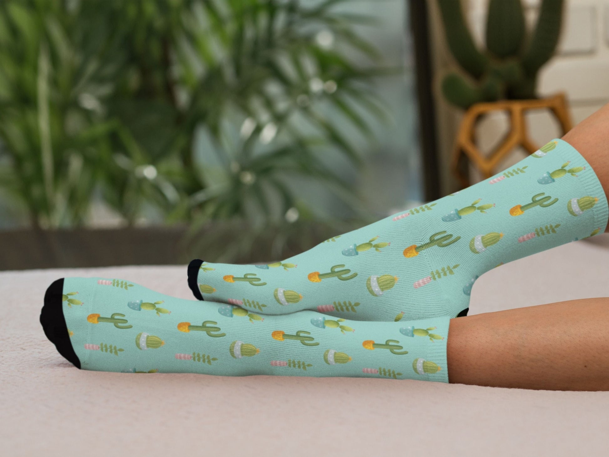 Turquoise Cactus Socks — Plant Mom Socks — lifestyle
