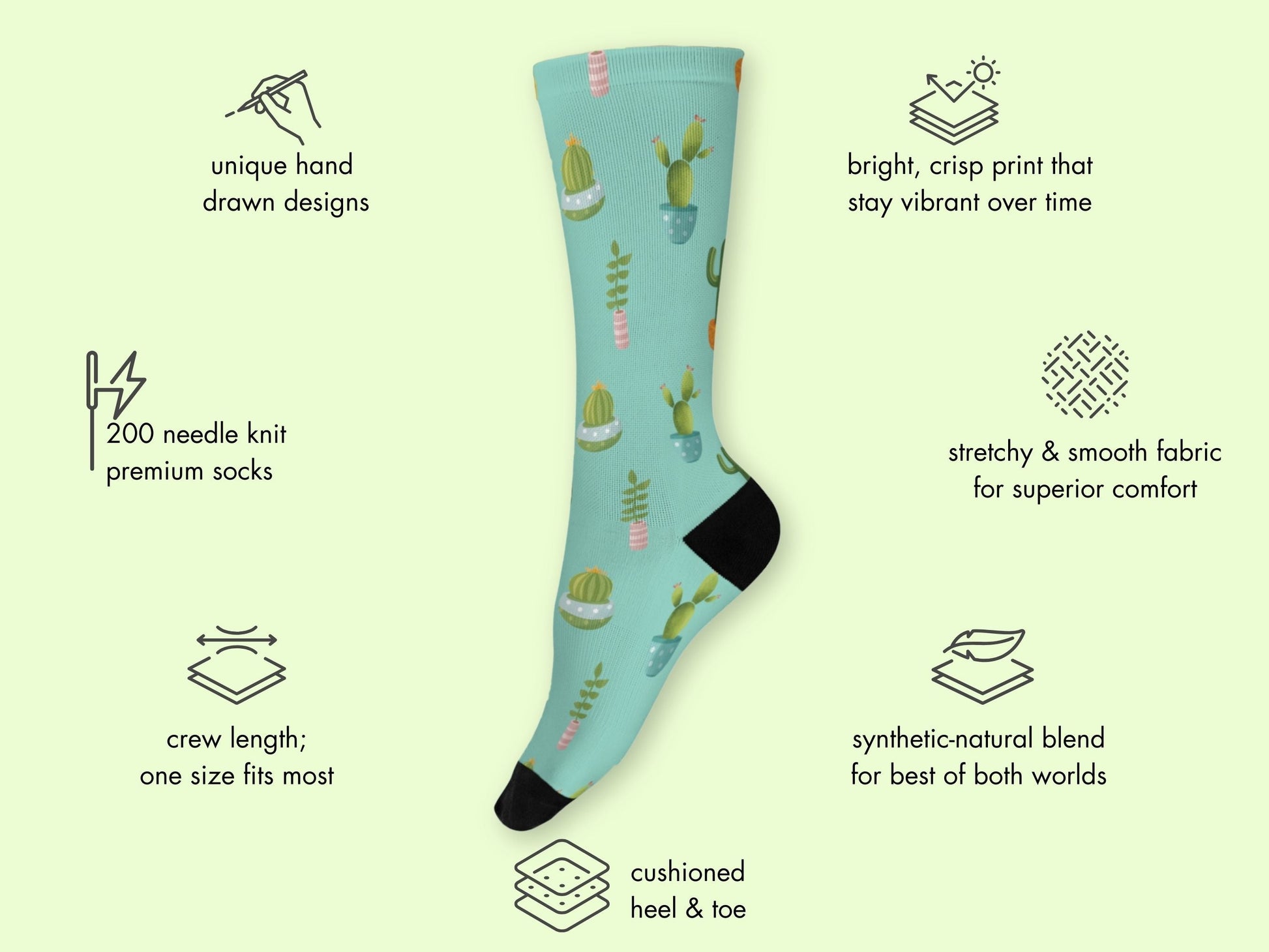 Turquoise Cactus Socks — Plant Mom Socks — mockup
