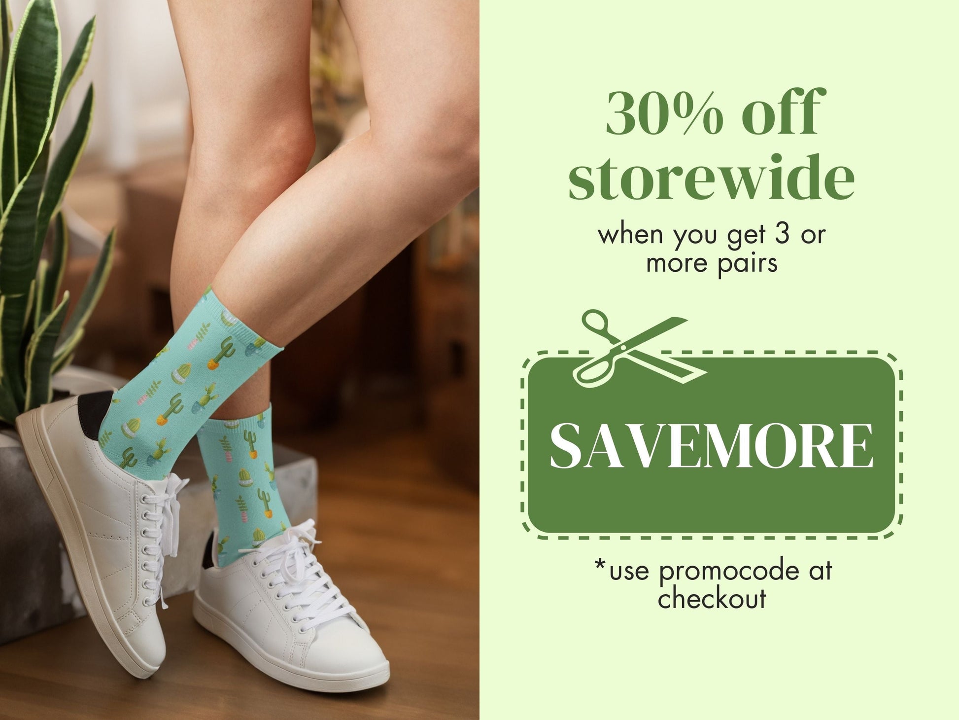 Turquoise Cactus Socks — Plant Mom Socks — promo-offer