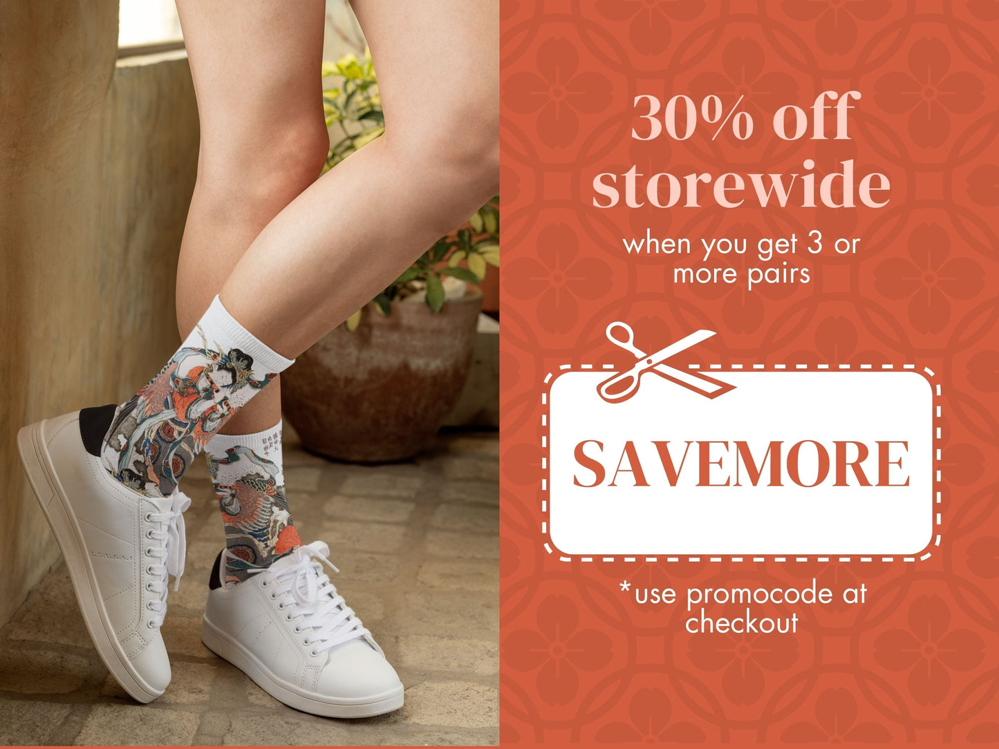 Vintage Japanese Art Socks –by Hokusai promo code offer with socks as background