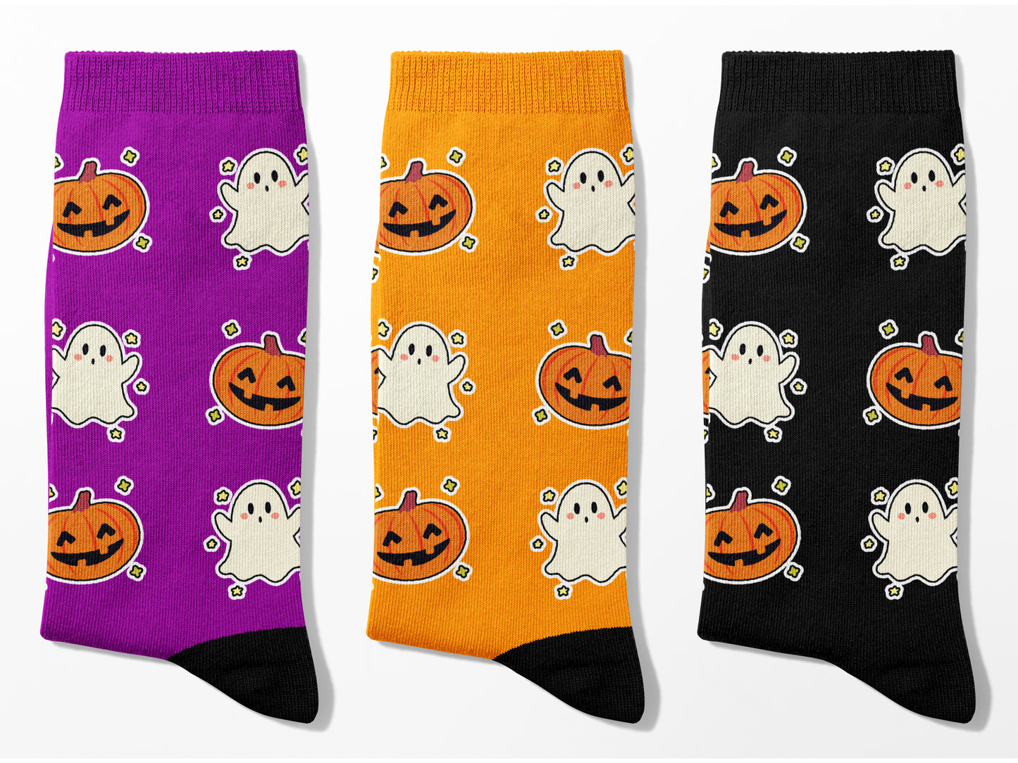 Halloween Ghosts and Pumpkins Socks