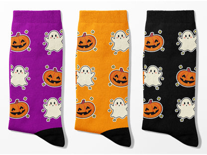 Halloween Ghosts and Pumpkins Socks