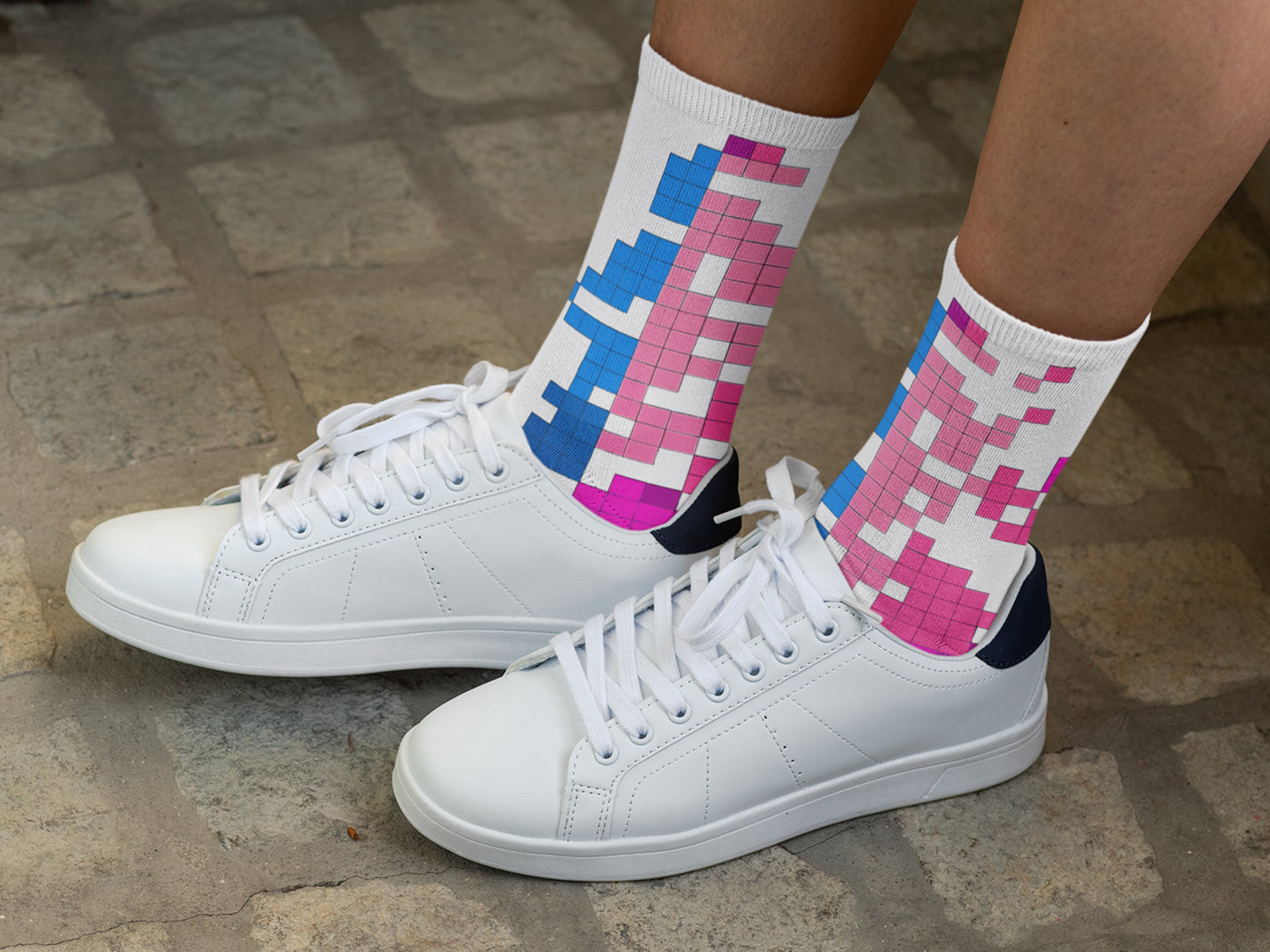 Colorful 8 Bit Pixel Pattern Socks