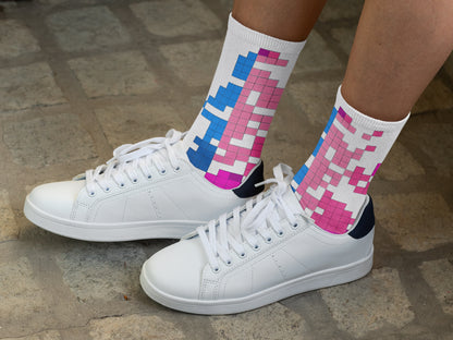 Colorful 8 Bit Pixel Pattern Socks