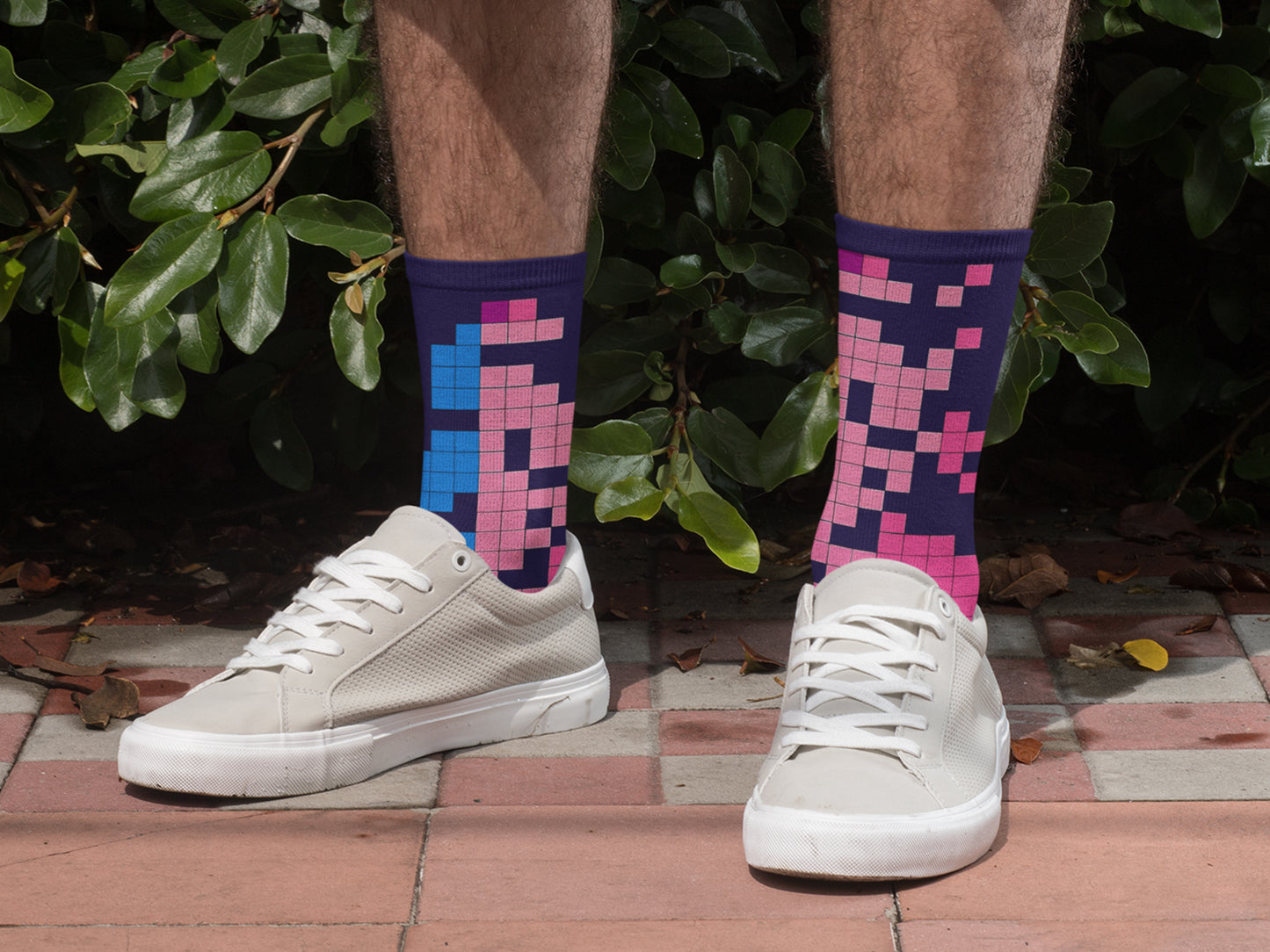 Colorful 8 Bit Pixel Pattern Socks