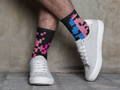 Colorful 8 Bit Pixel Pattern Socks