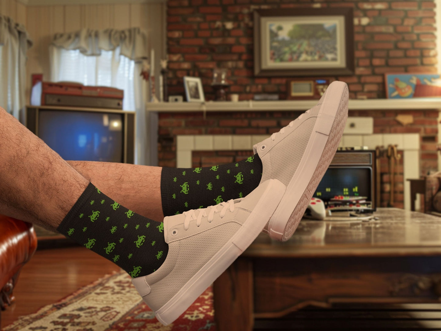 80s Gamer Socks - Alien Retro Gaming Socks - lifestyle