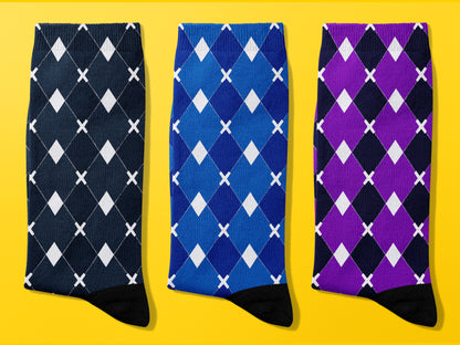 Argyle socks mens | Argyle blue socks | Argyle purple socks