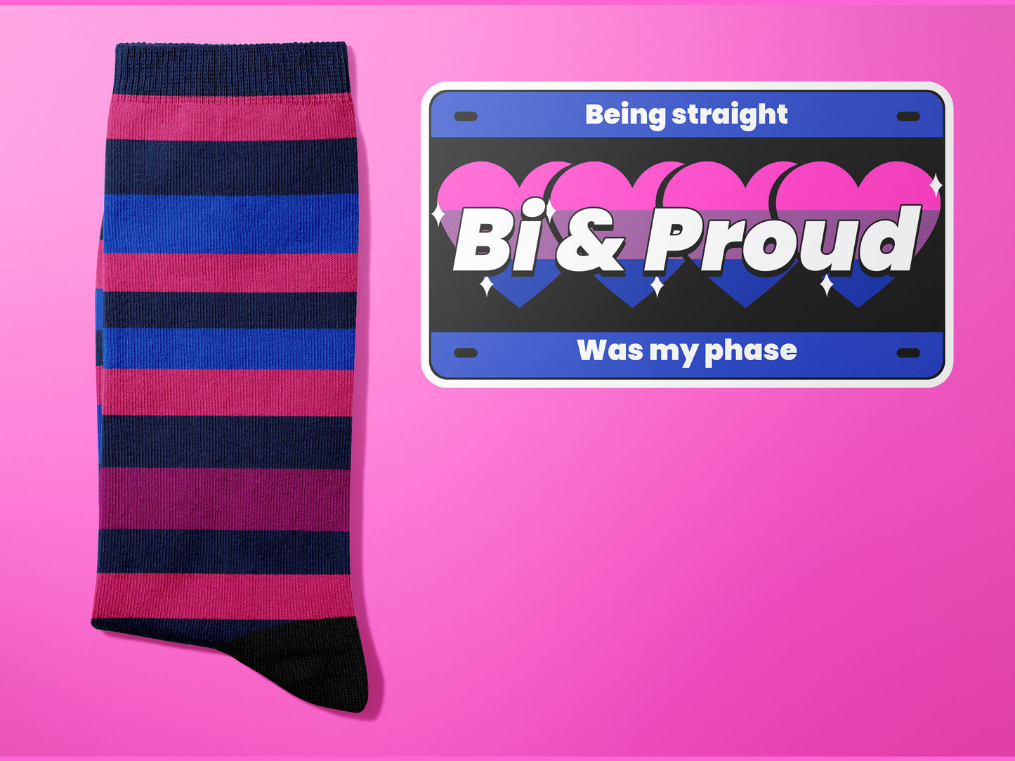 Bisexual Pride Pattern Socks