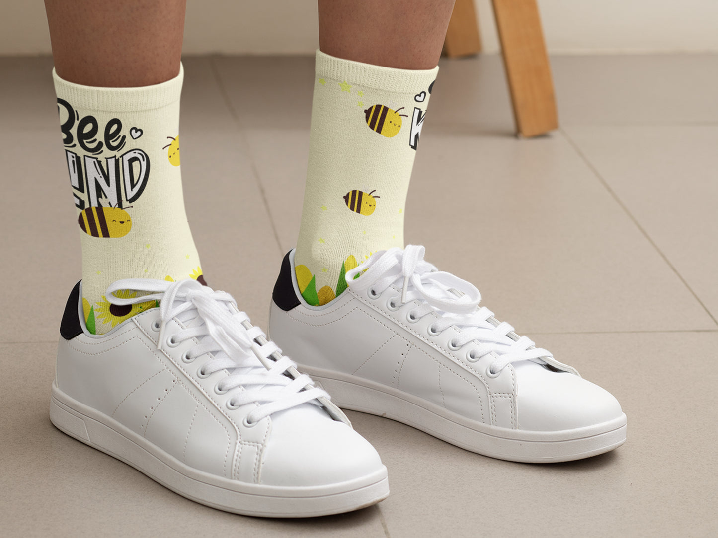 Bee Kind Floral Socks - Colorful Socks with Bees and Flowers