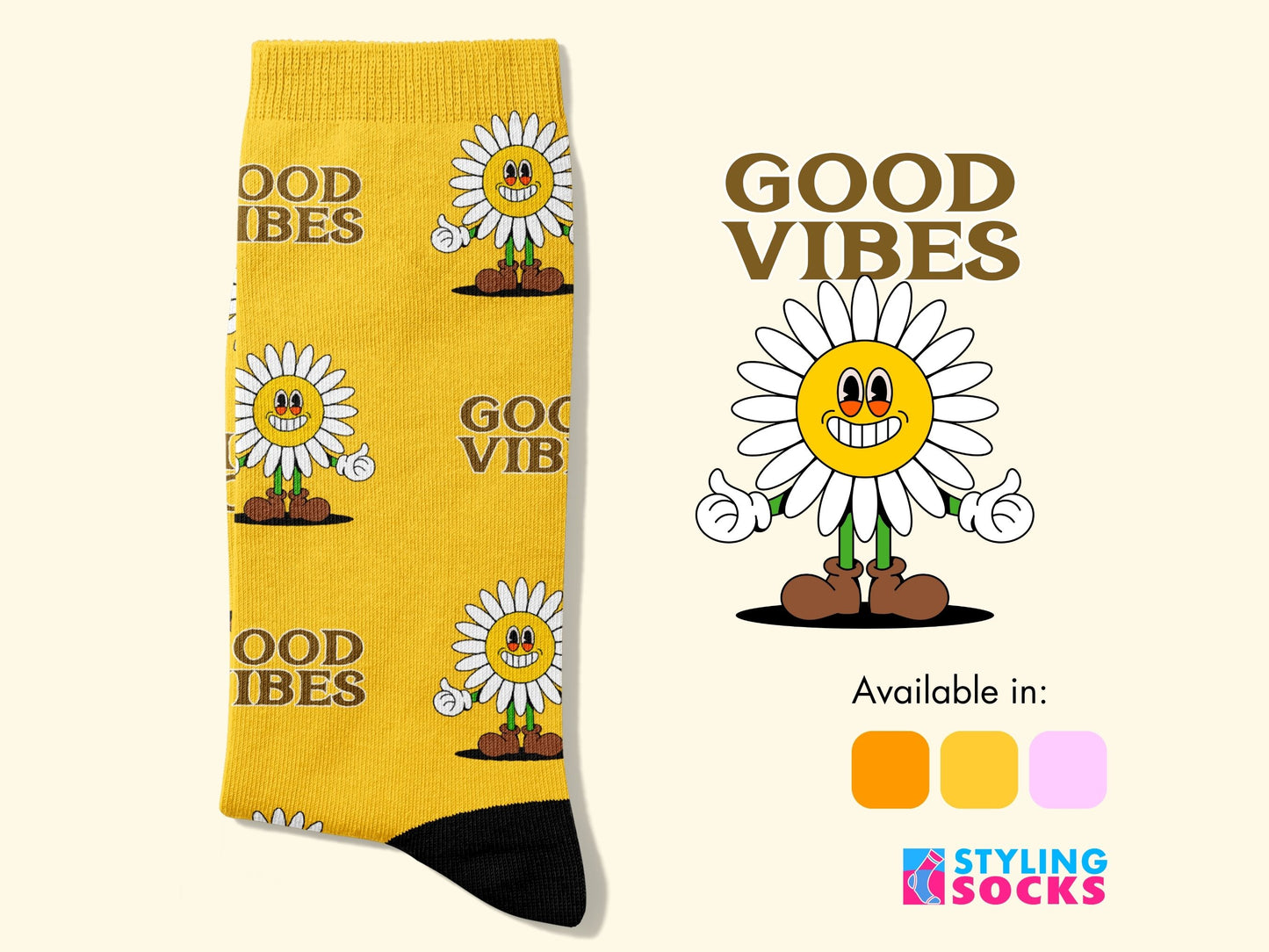 Good Vibes Daffodil Flower Socks