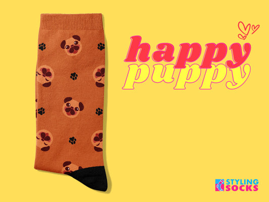 HAPPY PUG & Pawprint Socks