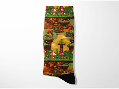 Retro Mushroom Adventure Socks