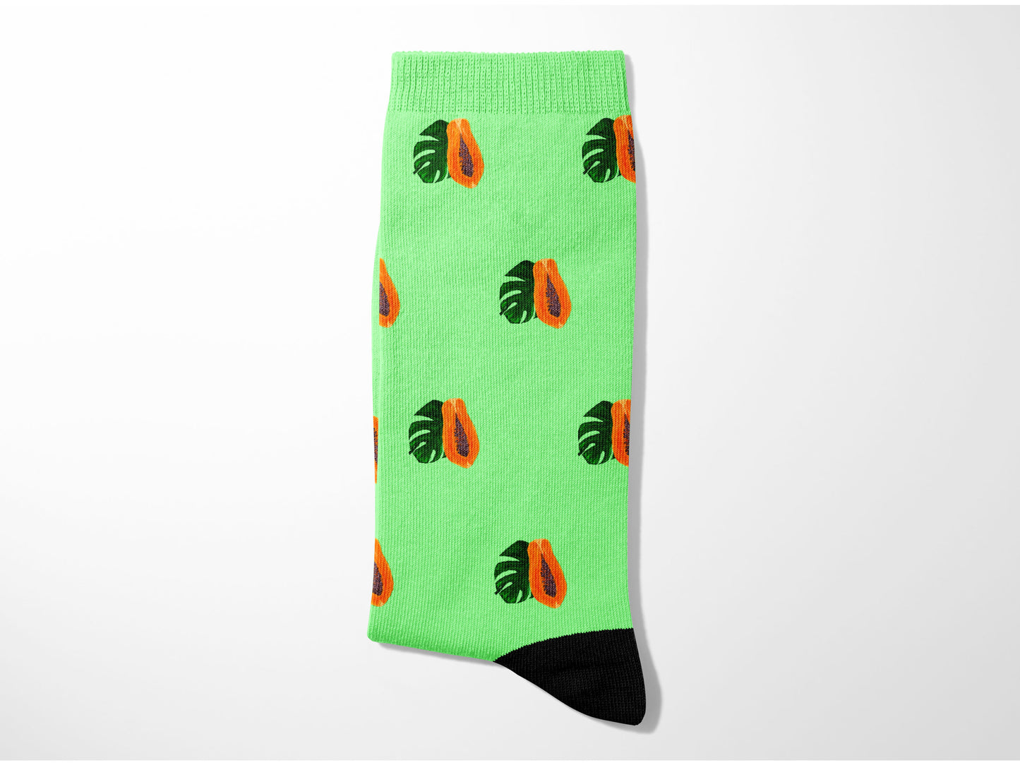 Papaya Socks - Colorful Socks with Papaya Fruit and Leaf