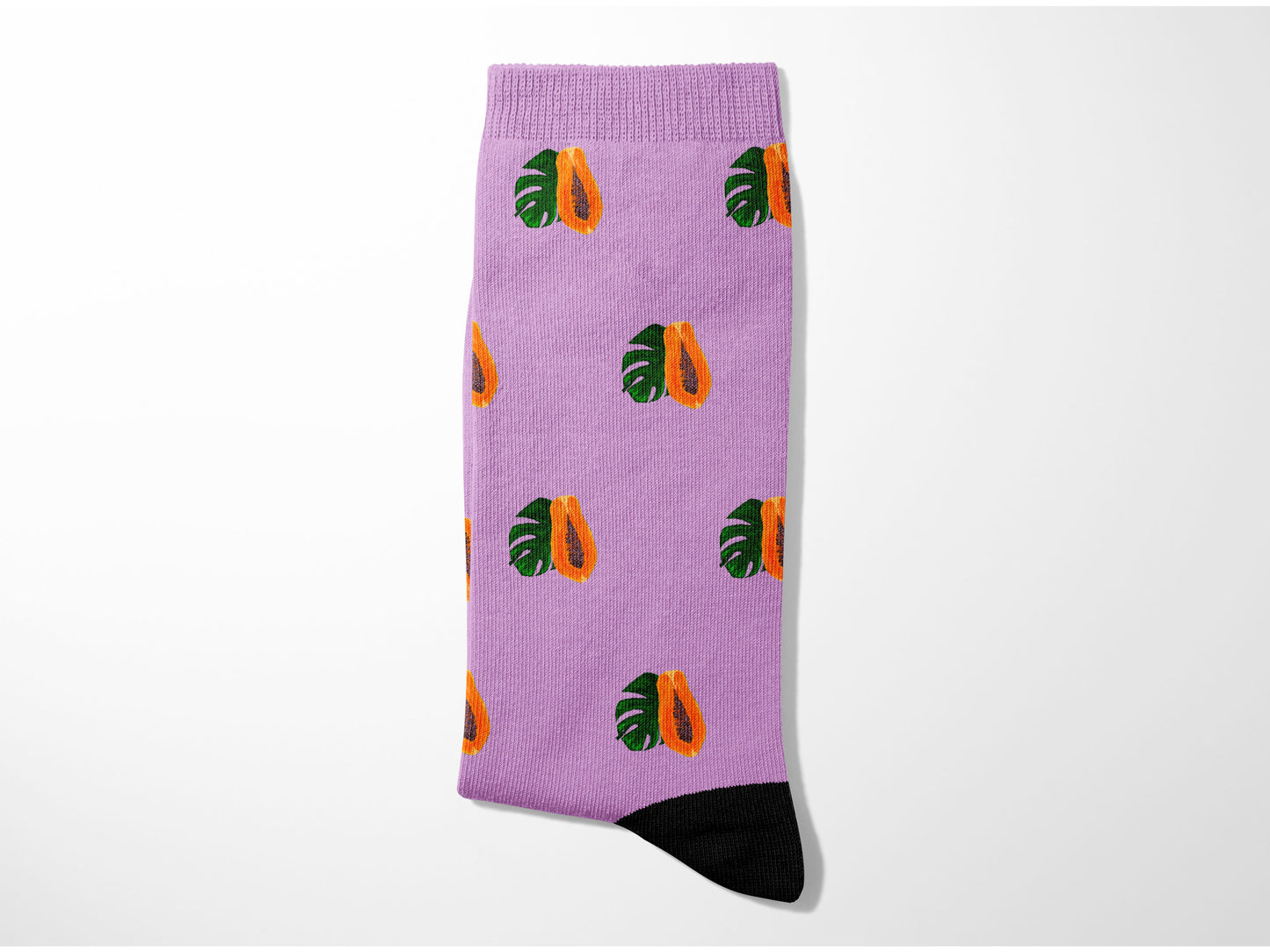 Papaya Socks - Colorful Socks with Papaya Fruit and Leaf