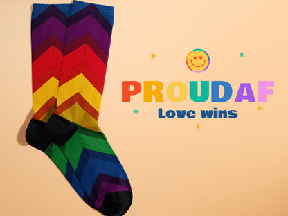 Proud Rainbow AF Socks - Chevron Rainbow Pattern