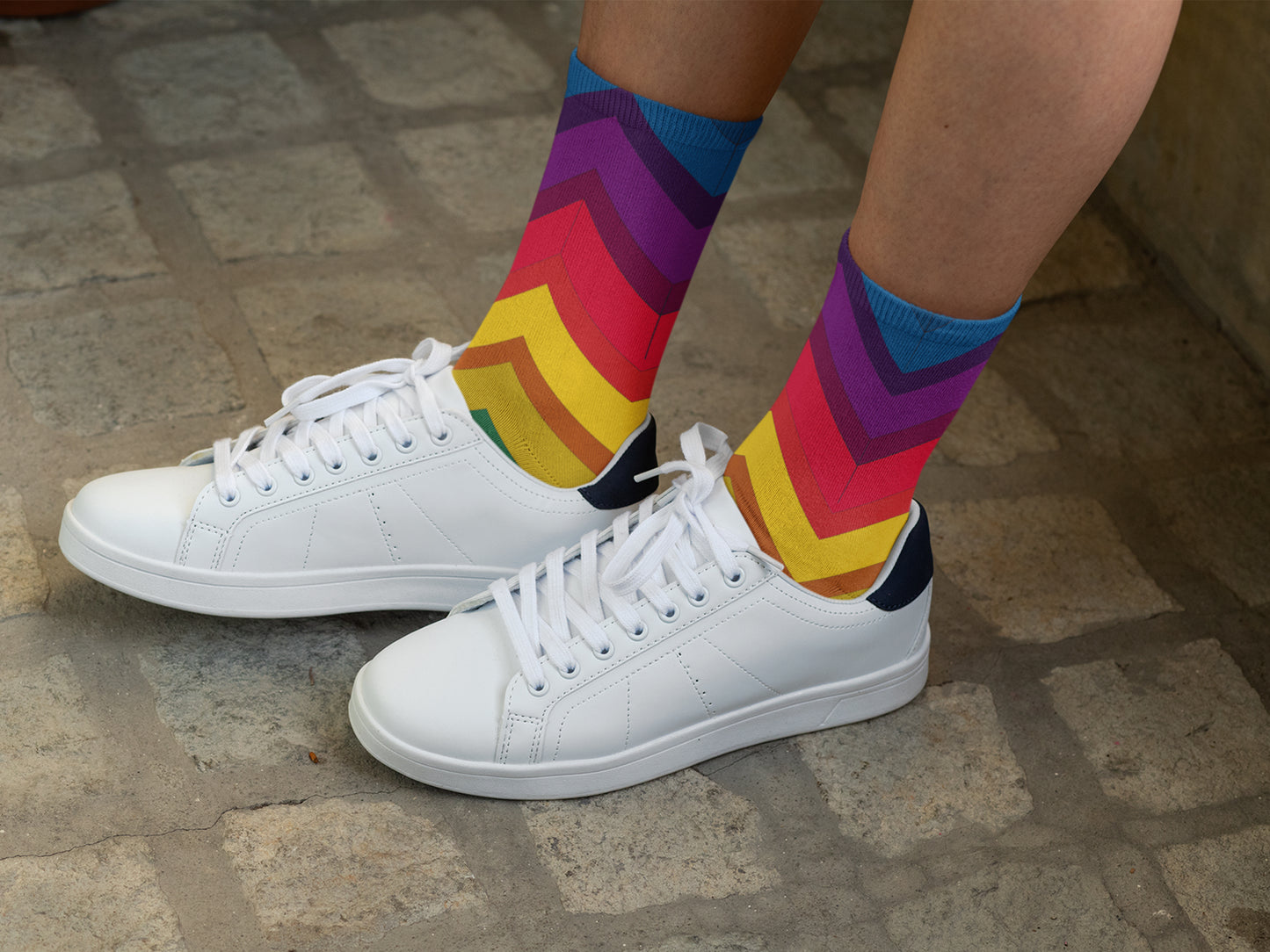 Proud Rainbow AF Socks - Chevron Rainbow Pattern