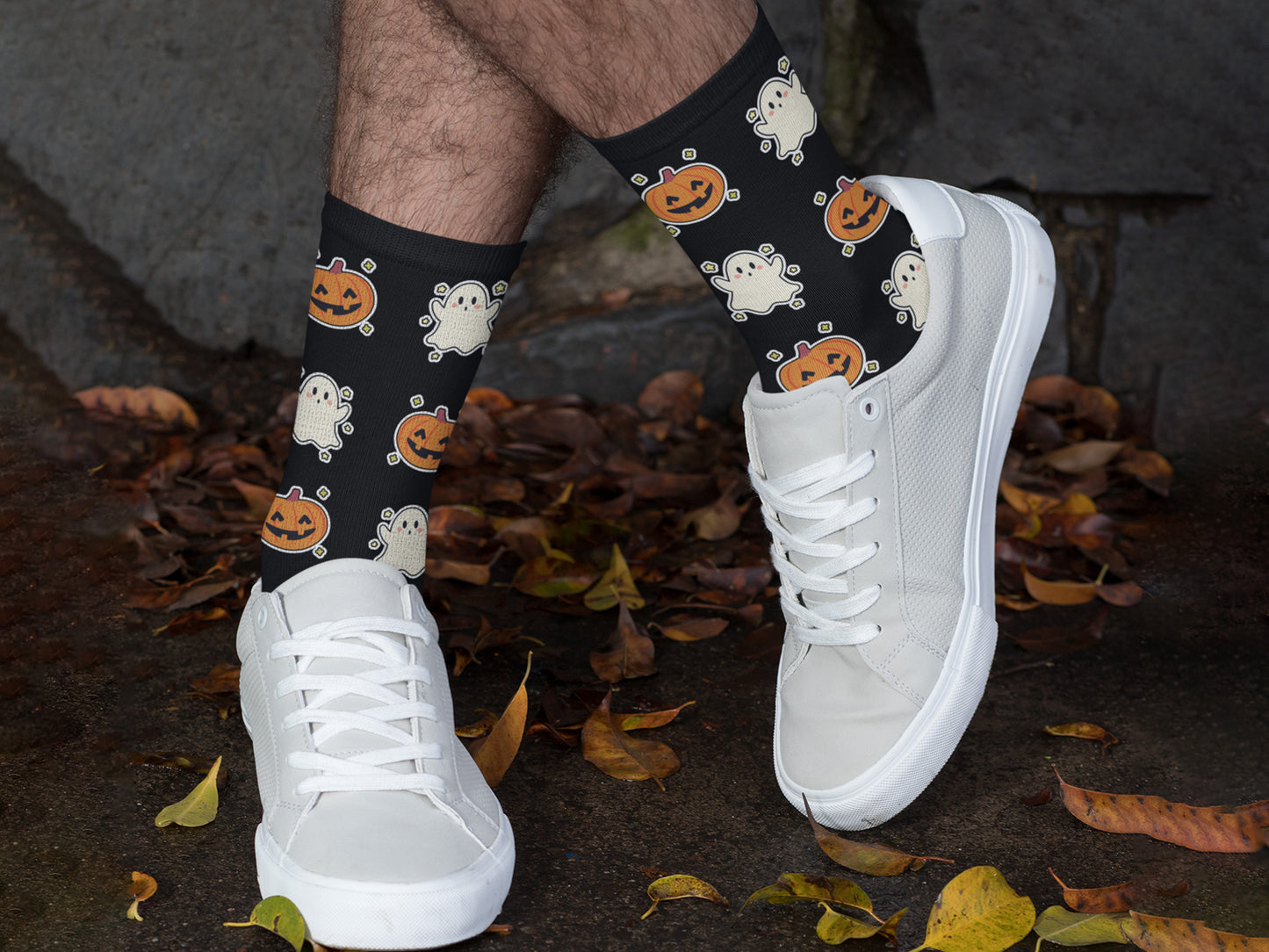 Halloween Ghosts and Pumpkins Socks