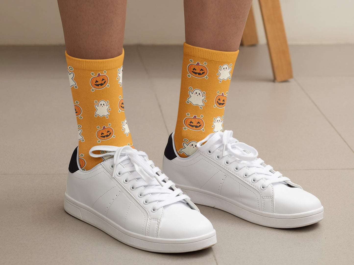 Halloween Ghosts and Pumpkins Socks