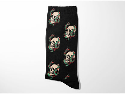 Halloween Gothic Skull Snake Socks