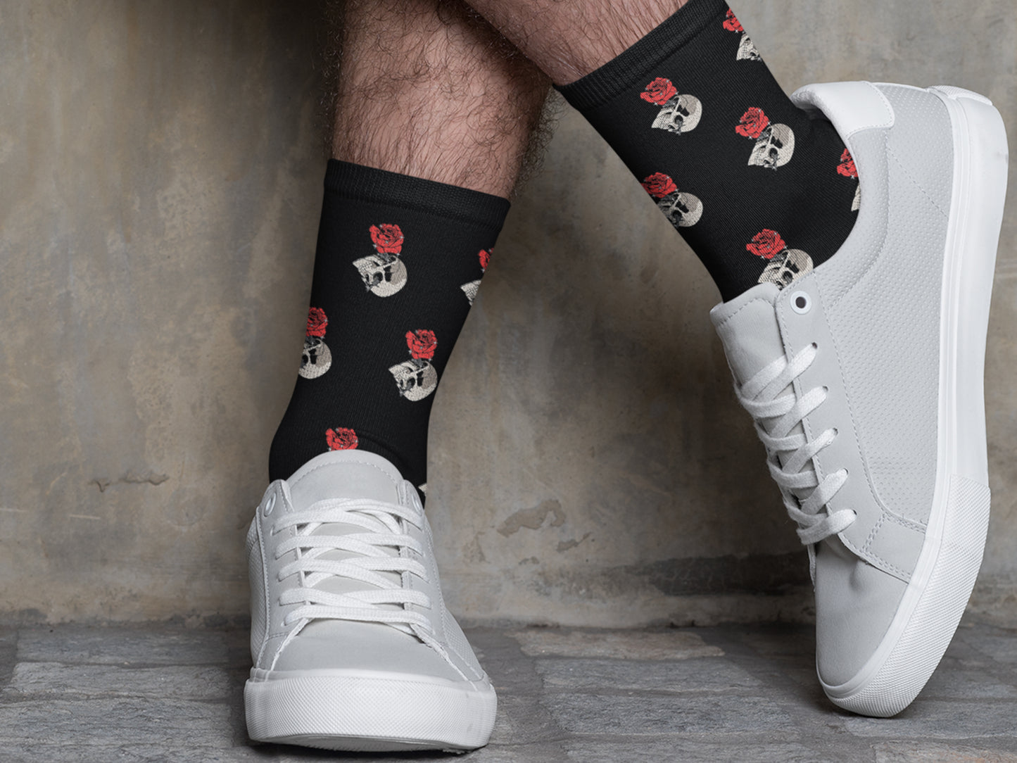 Halloween Skull and Rose Socks