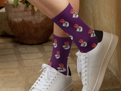 Halloween Skull and Rose Socks