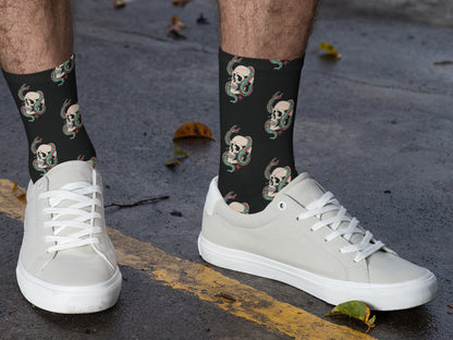 Halloween Gothic Skull Snake Socks