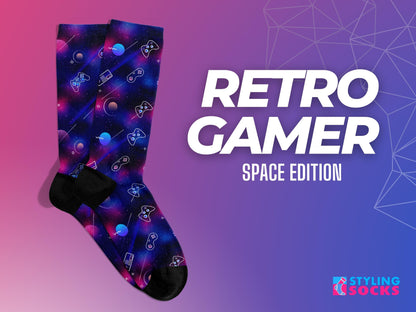 Space Galaxy Socks - Retro Gamer Gaming Socks