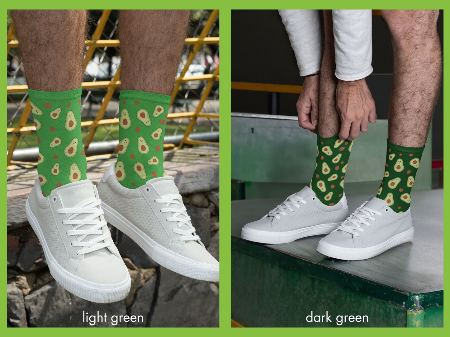 Avocado Crew Socks - Fun Green Food Socks for Men - lifestyle