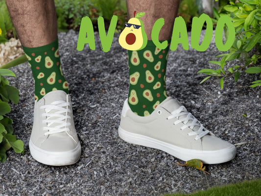 Avocado Crew Socks - Fun Green Food Socks for Men - on-model