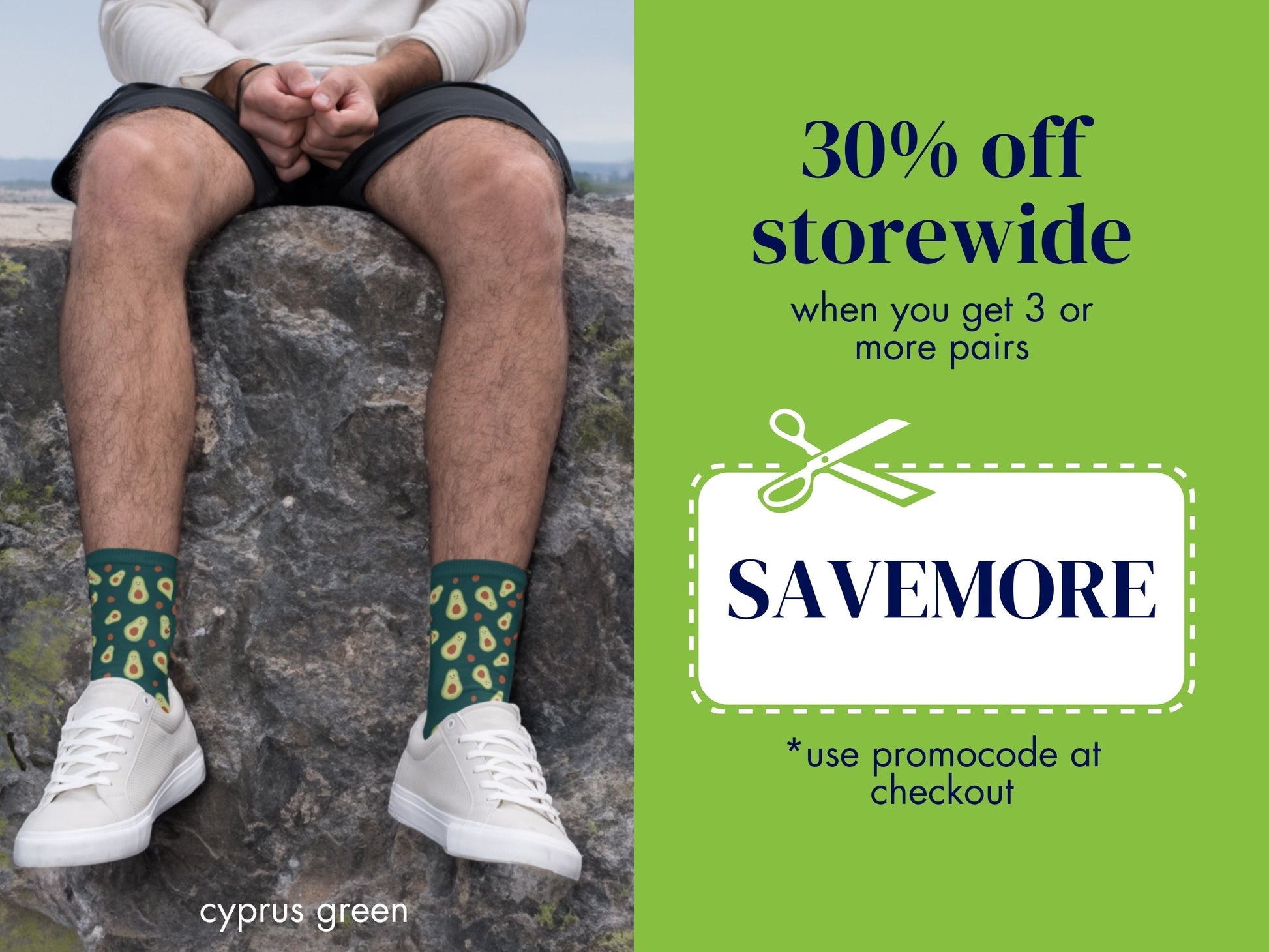 Avocado Crew Socks - Fun Green Food Socks for Men - promo-offer