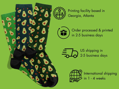 Avocado Crew Socks - Fun Green Food Socks for Men - shipping-info