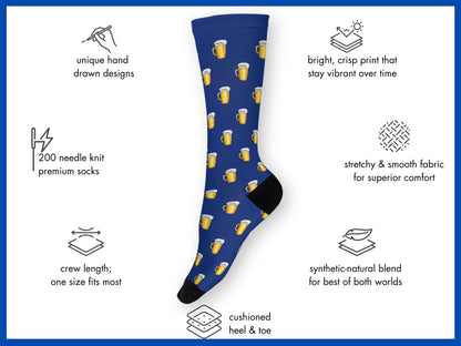 Happy Hour Beer Socks - Funny Party Socks for Dad - mockup