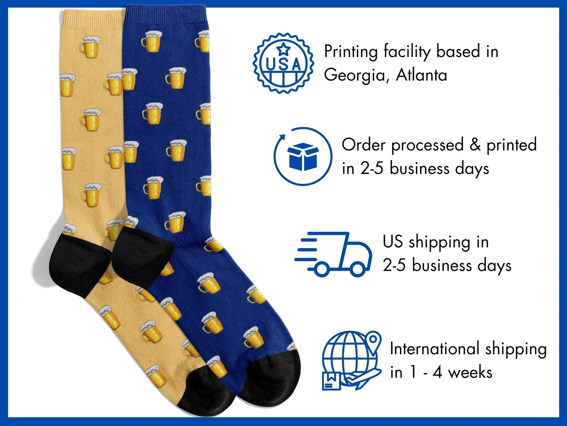 Happy Hour Beer Socks - Funny Party Socks for Dad - shipping-info
