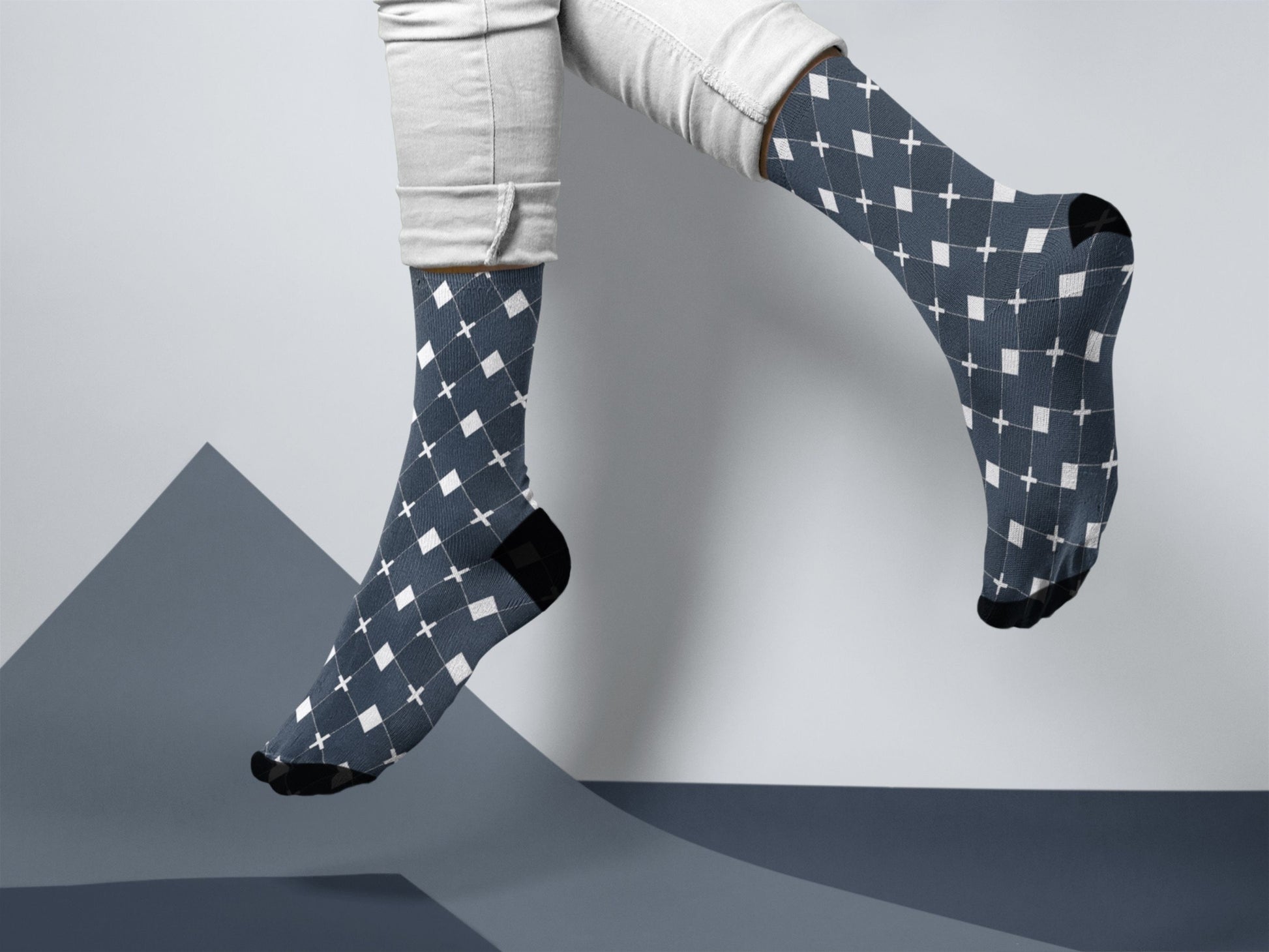 Black Argyle Socks lifestyle vibe shot in a real-life setting