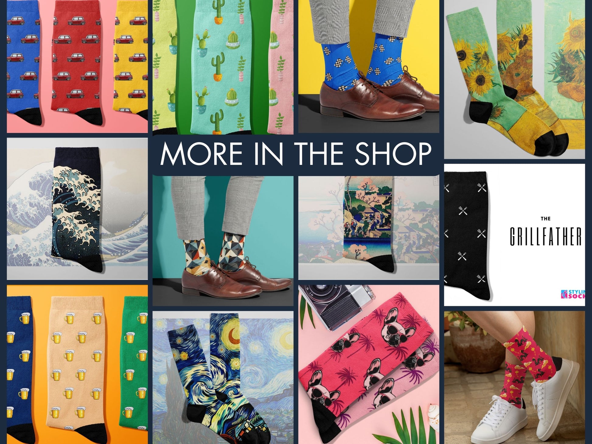 Black Argyle Socks collage of multiple colourful Styling Socks designs